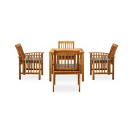 Mobilier à dîner de jardin 5 pcs avec coussins Acacia solide