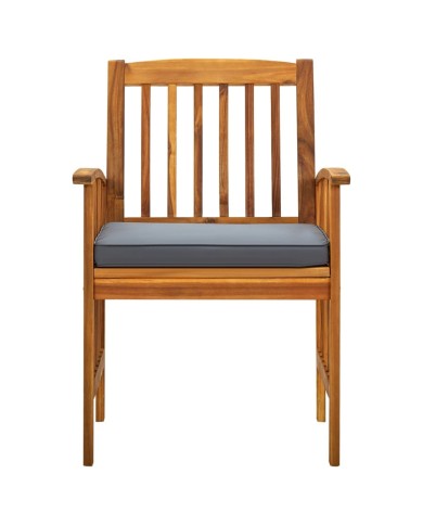 Mobilier à dîner de jardin 5 pcs avec coussins Acacia solide