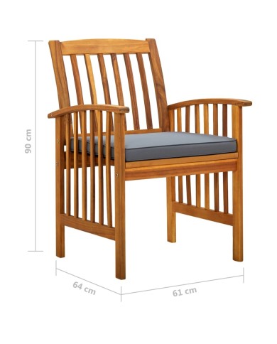 Mobilier à dîner de jardin 5 pcs avec coussins Acacia solide