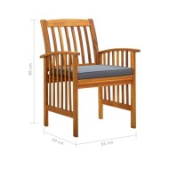 Mobilier à dîner de jardin 5 pcs avec coussins Acacia solide