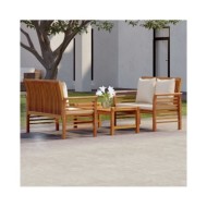Salon de jardin 3 pcs avec coussins Bois massif d'acacia