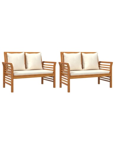 Salon de jardin 3 pcs avec coussins Bois massif d'acacia