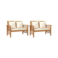 Salon de jardin 3 pcs avec coussins Bois massif d'acacia