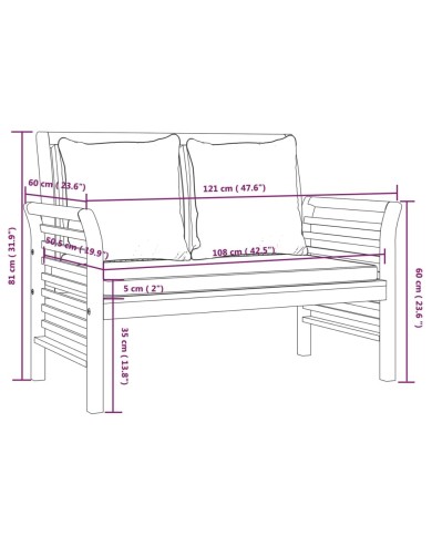 Salon de jardin 3 pcs avec coussins Bois massif d'acacia