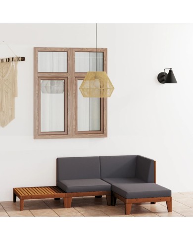 Salon de jardin 4 pcs avec coussins Bois d'acacia solide