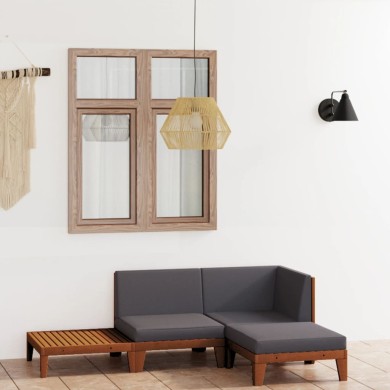 Salon de jardin 4 pcs avec coussins Bois d'acacia solide