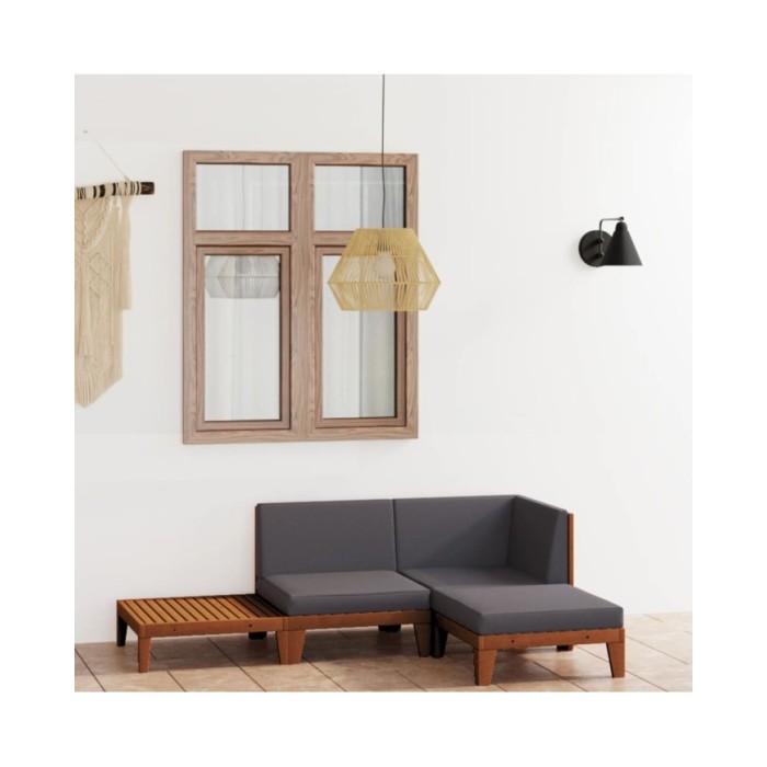 Salon de jardin 4 pcs avec coussins Bois d'acacia solide