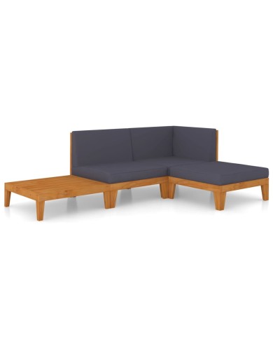 Salon de jardin 4 pcs avec coussins Bois d'acacia solide
