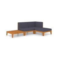Salon de jardin 4 pcs avec coussins Bois d'acacia solide