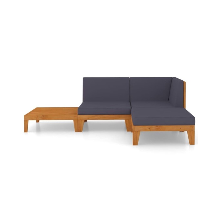 Salon de jardin 4 pcs avec coussins Bois d'acacia solide