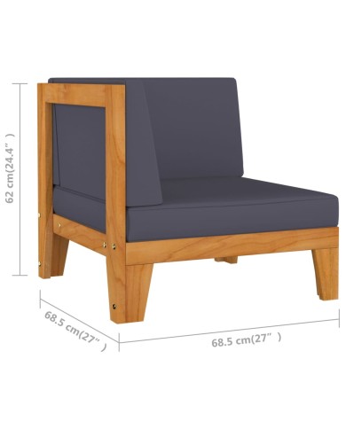 Salon de jardin 4 pcs avec coussins Bois d'acacia solide