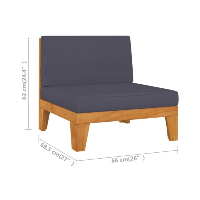 Salon de jardin 4 pcs avec coussins Bois d'acacia solide