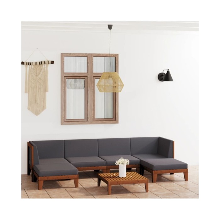 Salon de jardin 7 pcs avec coussins Bois d'acacia solide