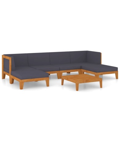 Salon de jardin 7 pcs avec coussins Bois d'acacia solide