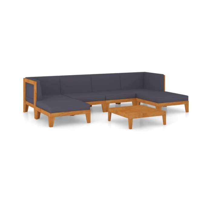 Salon de jardin 7 pcs avec coussins Bois d'acacia solide