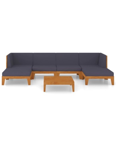 Salon de jardin 7 pcs avec coussins Bois d'acacia solide