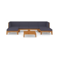 Salon de jardin 7 pcs avec coussins Bois d'acacia solide
