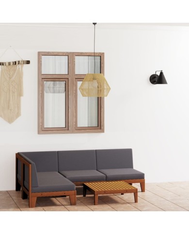 Salon de jardin 5 pcs avec coussins Bois d'acacia solide