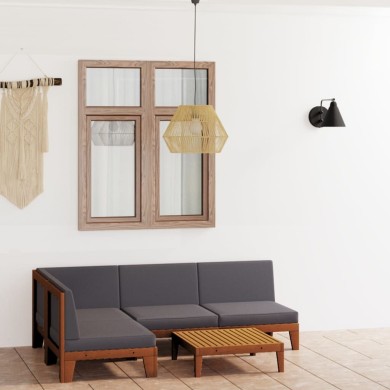 Salon de jardin 5 pcs avec coussins Bois d'acacia solide