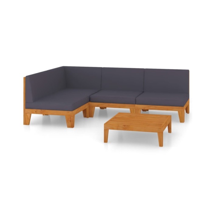 Salon de jardin 5 pcs avec coussins Bois d'acacia solide