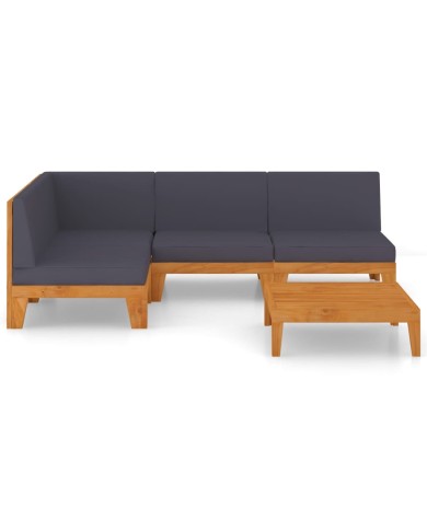 Salon de jardin 5 pcs avec coussins Bois d'acacia solide