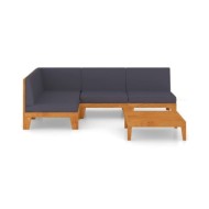 Salon de jardin 5 pcs avec coussins Bois d'acacia solide