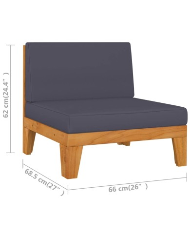 Salon de jardin 5 pcs avec coussins Bois d'acacia solide