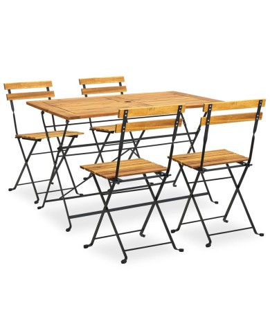 Mobilier à dîner d'extérieur pliable 5 pcs Bois d'acacia solide