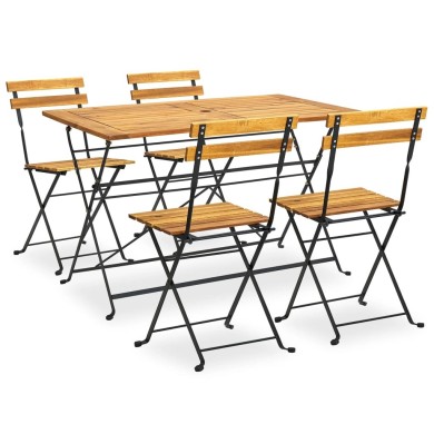 Mobilier à dîner d'extérieur pliable 5 pcs Bois d'acacia solide
