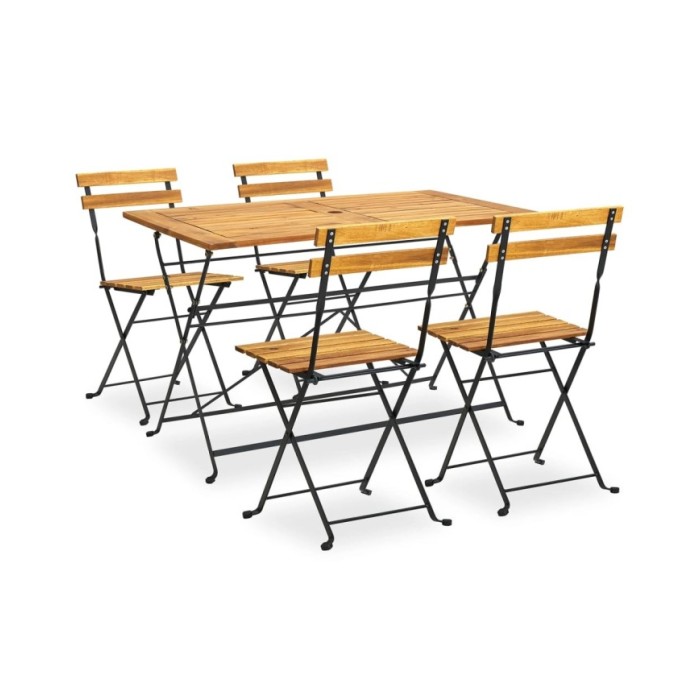 Mobilier à dîner d'extérieur pliable 5 pcs Bois d'acacia solide