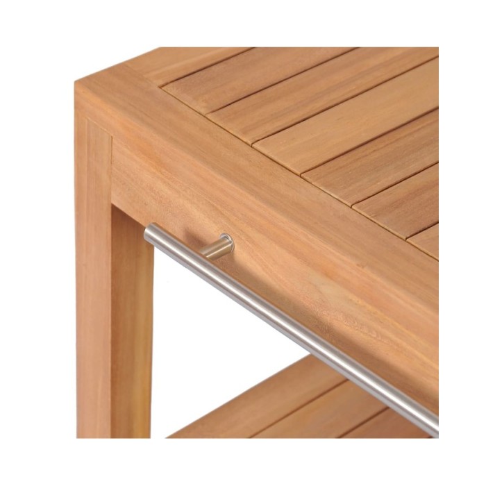 Armoire de toilette Teck solide avec lavabo en marbre Noir