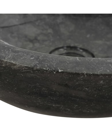 Armoire de toilette Teck solide avec lavabo en marbre Noir