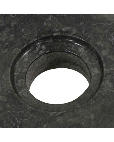 Armoire de toilette Teck solide avec lavabo en marbre Noir