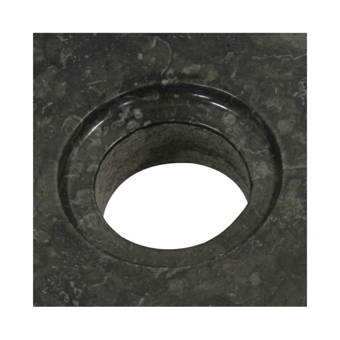 Armoire de toilette Teck solide avec lavabo en marbre Noir