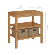 Armoire de toilette Teck solide avec lavabo en marbre Noir