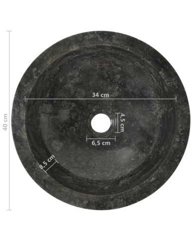 Armoire de toilette Teck solide avec lavabo en marbre Noir