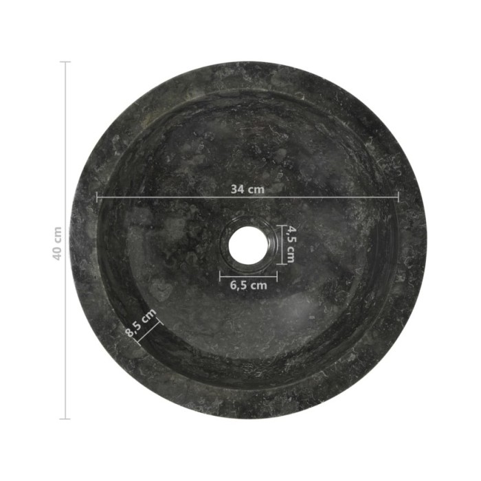 Armoire de toilette Teck solide avec lavabo en marbre Noir