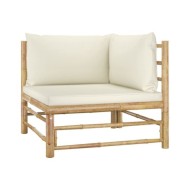 Salon de jardin 4 pcs avec coussins blanc crème Bambou