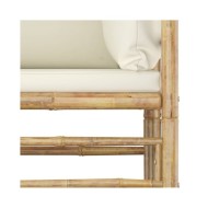 Salon de jardin 4 pcs avec coussins blanc crème Bambou