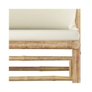Salon de jardin 4 pcs avec coussins blanc crème Bambou