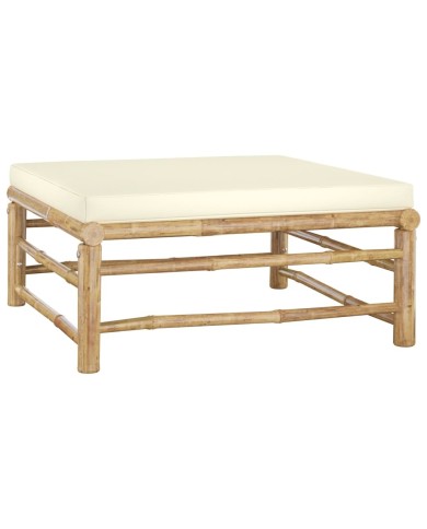 Salon de jardin 6 pcs avec coussins blanc crème Bambou