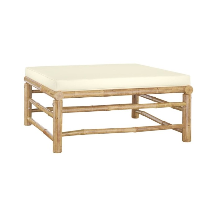 Salon de jardin 6 pcs avec coussins blanc crème Bambou