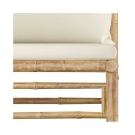 Salon de jardin 3 pcs avec coussins blanc crème Bambou
