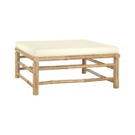 Salon de jardin 3 pcs avec coussins blanc crème Bambou
