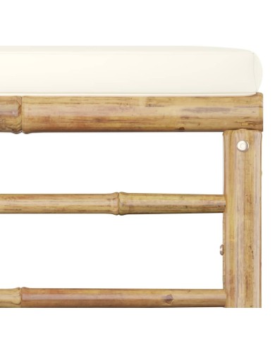 Salon de jardin 3 pcs avec coussins blanc crème Bambou