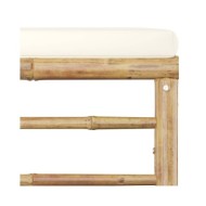 Salon de jardin 3 pcs avec coussins blanc crème Bambou