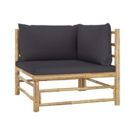 Salon de jardin 8 pcs avec coussins gris foncé Bambou