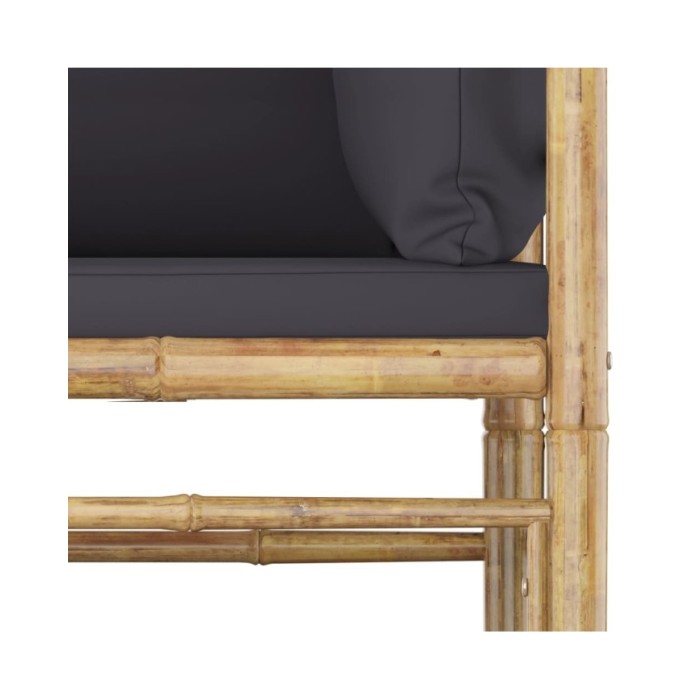 Salon de jardin 8 pcs avec coussins gris foncé Bambou