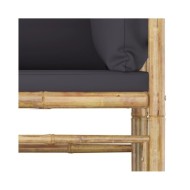 Salon de jardin 8 pcs avec coussins gris foncé Bambou