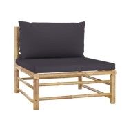Salon de jardin 8 pcs avec coussins gris foncé Bambou